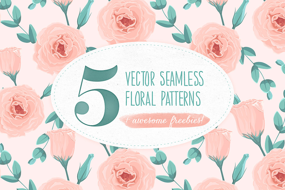 5 Seamless Floral Patterns + Freebie in Patterns - product preview 8