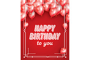 Happy Birthday Card with Red Balloon