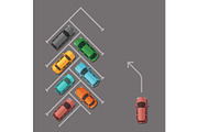 Vector car parking lot top view illustration