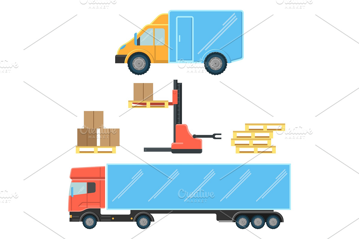 Delivery truck for small boxes and heavy packages in Illustrations - product preview 8