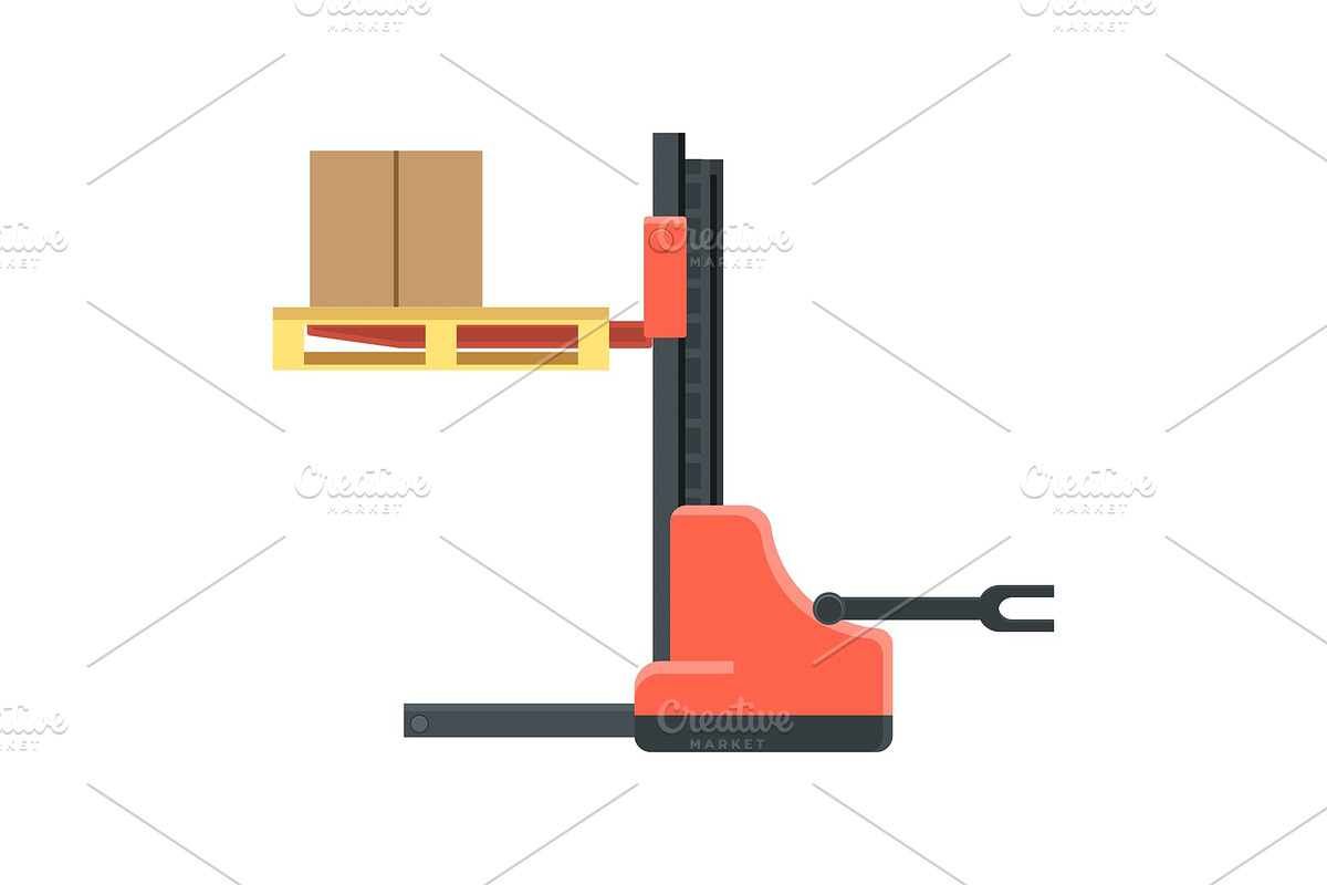 Machine for cargo boxes movement and trucks load in Illustrations - product preview 8