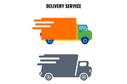 Delivery service very quick vans on vector illustration