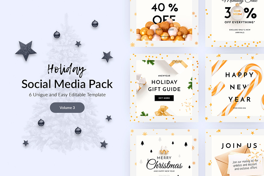 Holiday Social Media Pack vol.3 in Social Media Templates - product preview 8