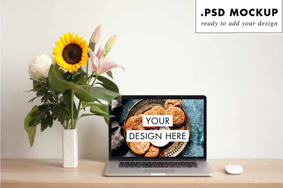 Flower bouquet and computer mockup in Mobile & Web Mockups - product preview 8