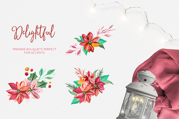 Hand Painted Gouache Holiday Floral in Illustrations - product preview 2