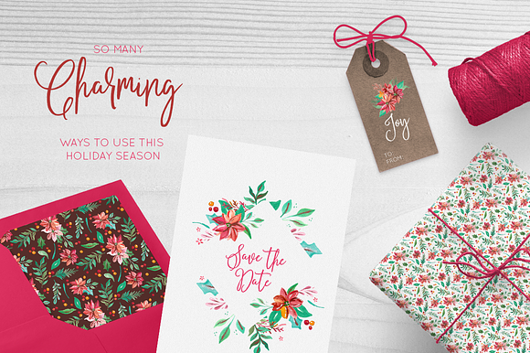 Hand Painted Gouache Holiday Floral in Illustrations - product preview 5