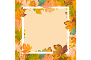 Autumn background layout decorate leaves shopping sale or promo poster and white frame leaflet ,web banner.Vector illustration template. Red, yellow and green maple leaf
