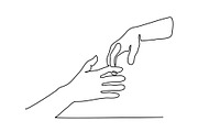 line drawing holding hands