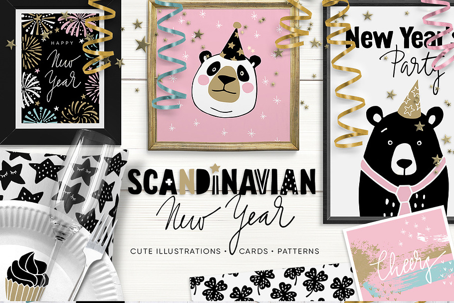 Scandinavian New Year party set in Illustrations - product preview 8