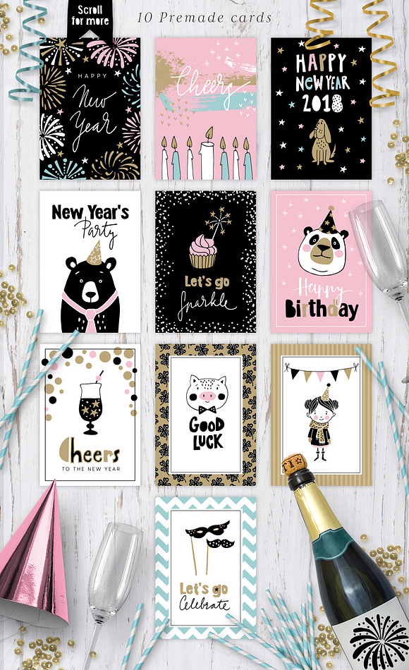 Scandinavian New Year party set in Illustrations - product preview 1