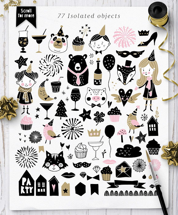 Scandinavian New Year party set in Illustrations - product preview 2