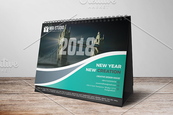 DESK Calander Template 2018 in Stationery Templates - product preview 1