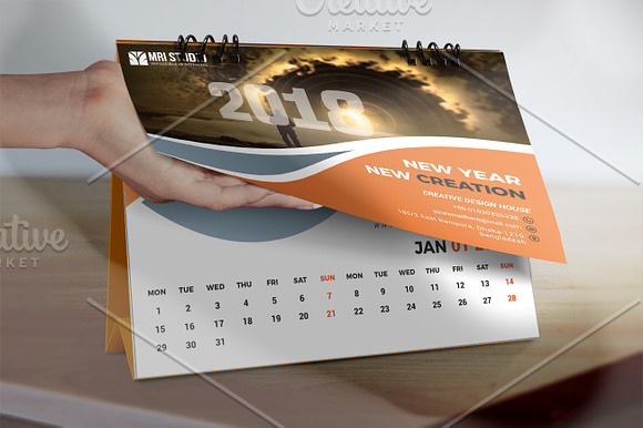 DESK Calander Template 2018 in Stationery Templates - product preview 4