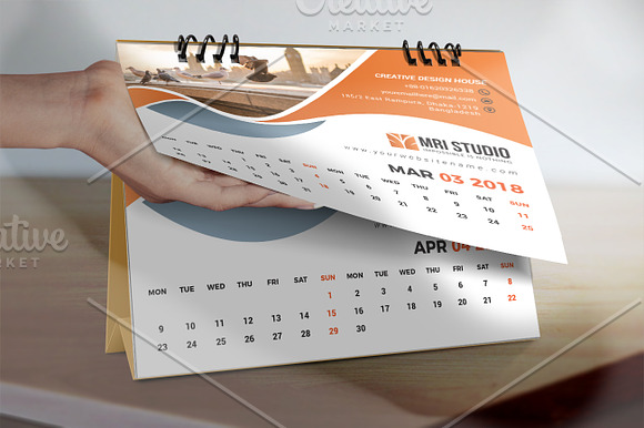 DESK Calander Template 2018 in Stationery Templates - product preview 6
