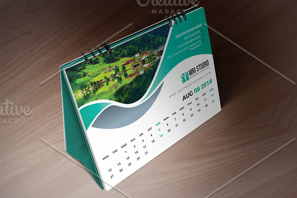 DESK Calander Template 2018 in Stationery Templates - product preview 9