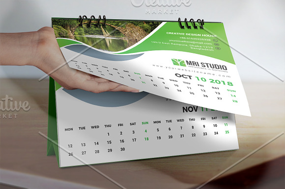 DESK Calander Template 2018 in Stationery Templates - product preview 11