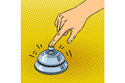 Hand ring bell pop art vector illustration