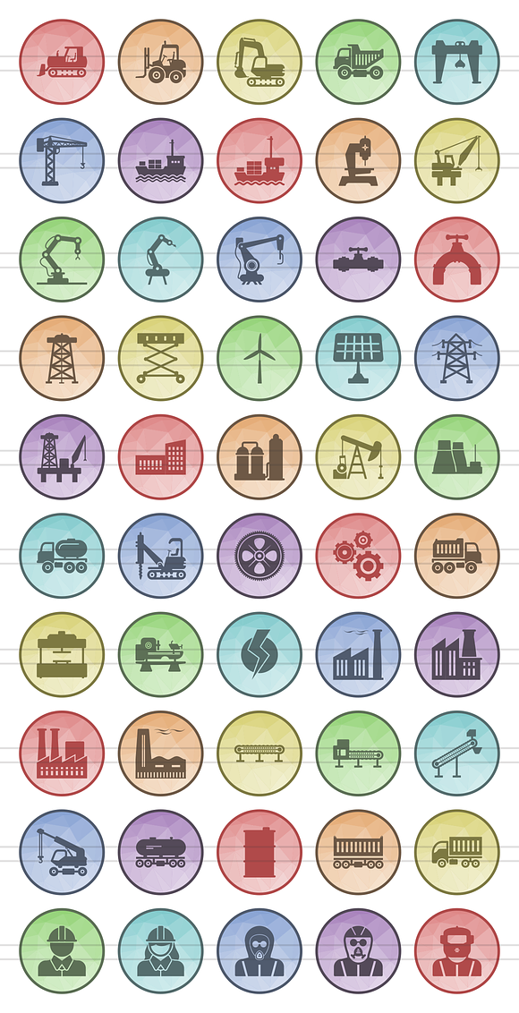 50 Industrial Filled Low Poly Icons in Graphics - product preview 1