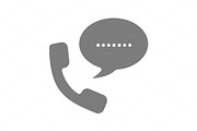 Handset with speech bubble glyph icon