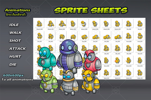 Robo Monsters  Game Sprites Set in Illustrations - product preview 2