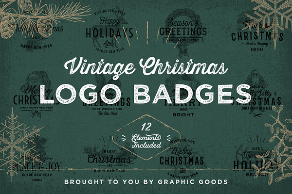 Vintage Christmas Logo Badges