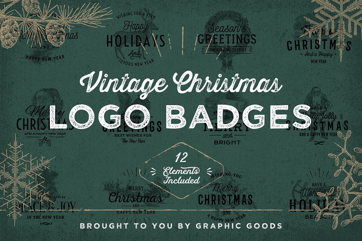 Vintage Christmas Logo Badges in Logo Templates - product preview 8