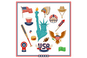USA Country Symbols Isolated Illustr