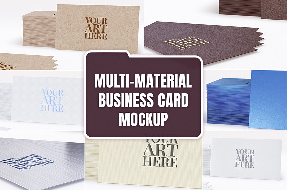Multi-material Business card Mockup in Print Mockups - product preview 8