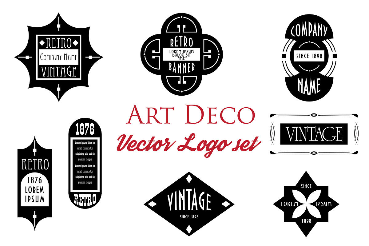 Art deco vector logos set CustomDesigned Web Elements