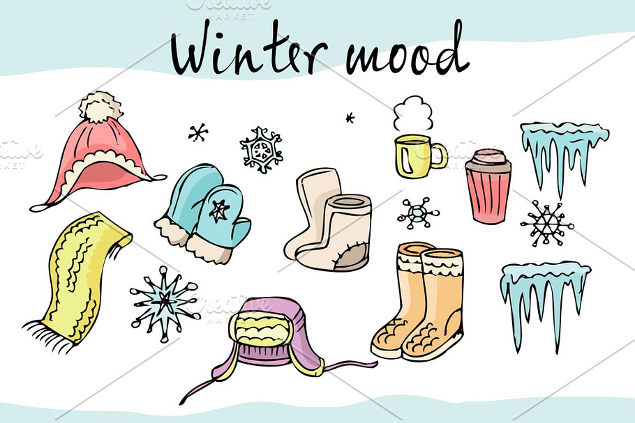 Winter mood vector set