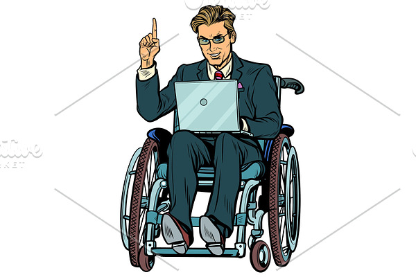 businessman in wheelchair isolated on white background