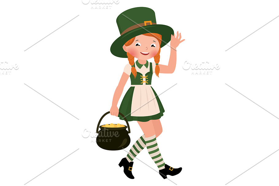 Girl dressed as Saint Patrick Day in Illustrations - product preview 8