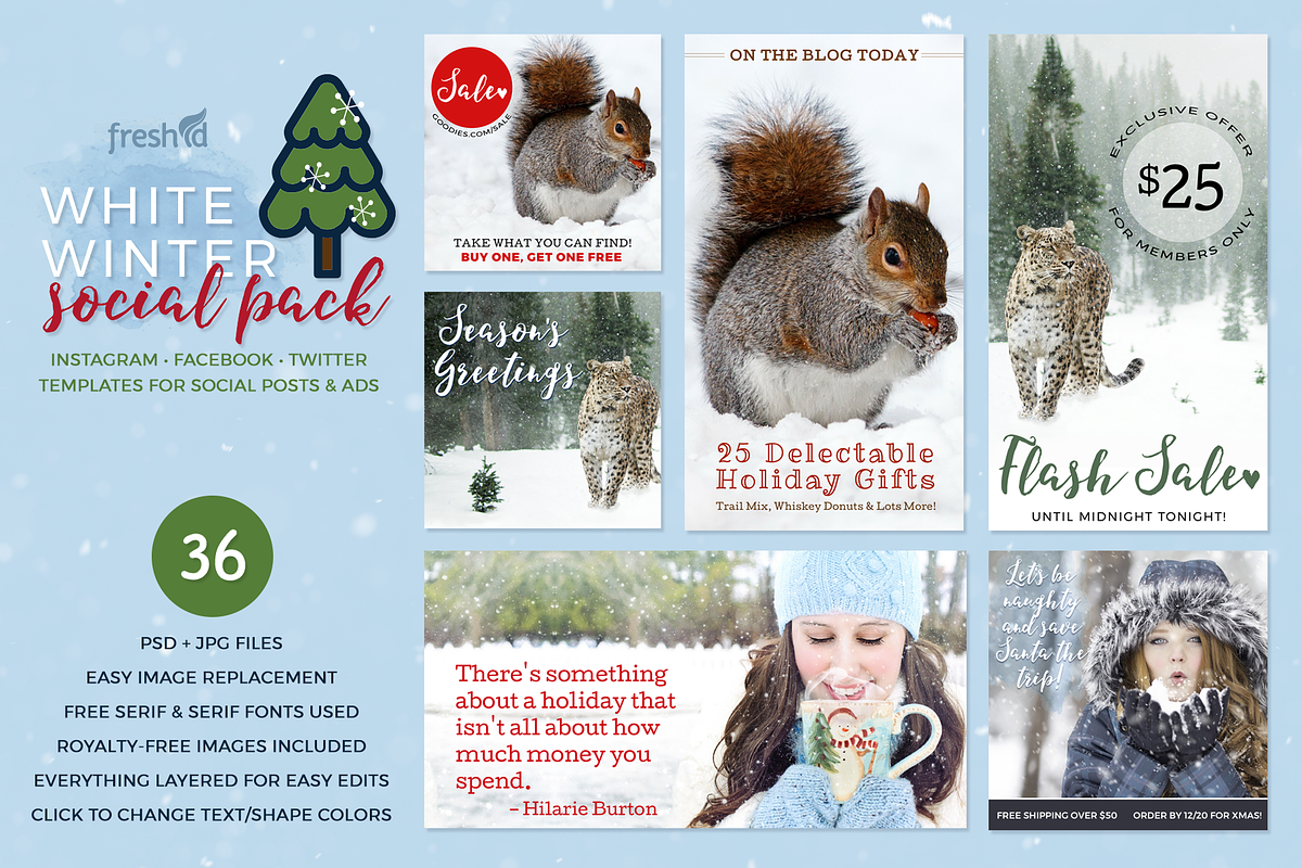 White Winter Social Media Pack in Social Media Templates - product preview 8