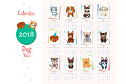 Calendar Dog Year Set on Vector Illiustration