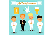 Cute set of design elements for First Communion for boys