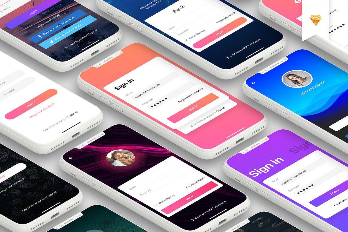 Login - Mobile UI Kit for iPhone X in App Templates - product preview 8
