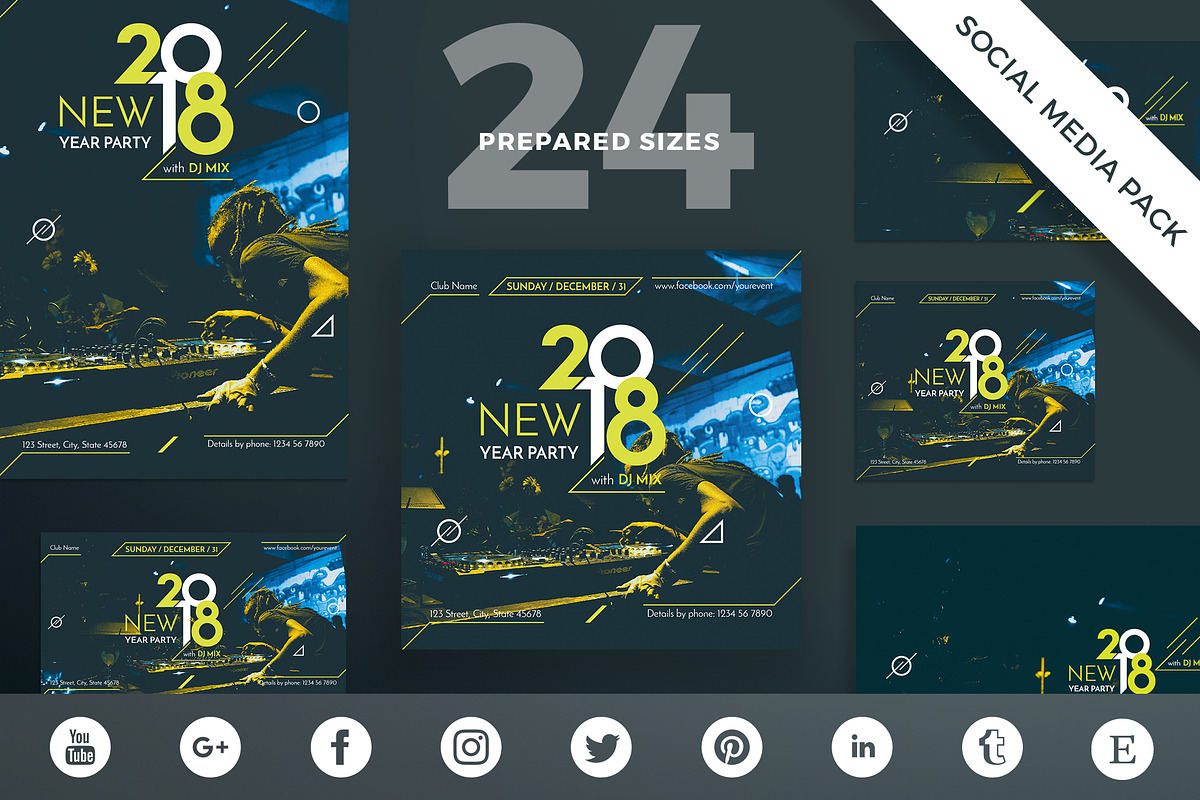 Social Media Pack | New Year Party in Social Media Templates - product preview 8