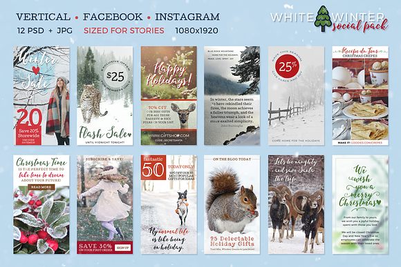 White Winter Social Media Pack in Social Media Templates - product preview 1