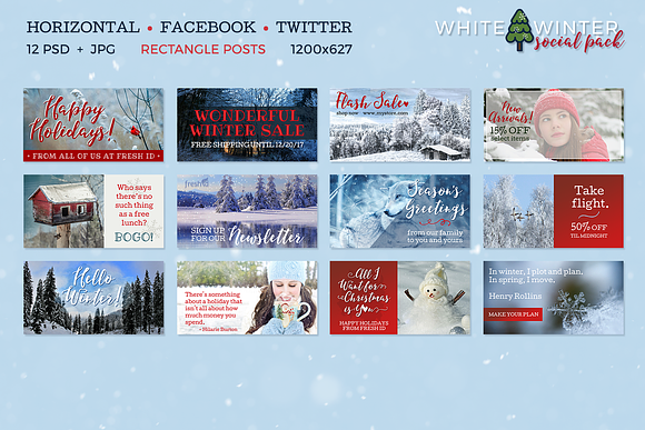 White Winter Social Media Pack in Social Media Templates - product preview 2