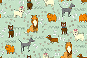 Pattern with hand drawn dogs