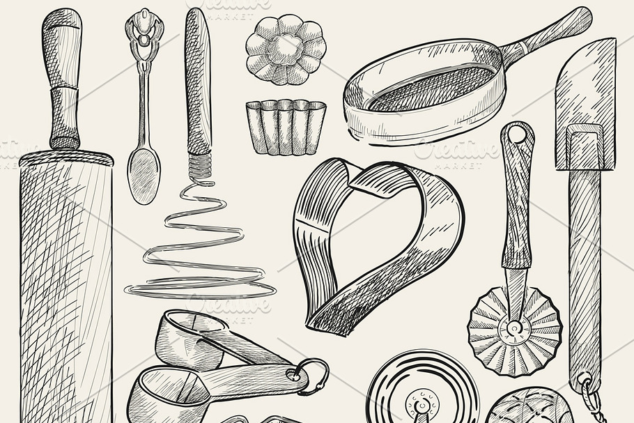Illustration of kitchen tools