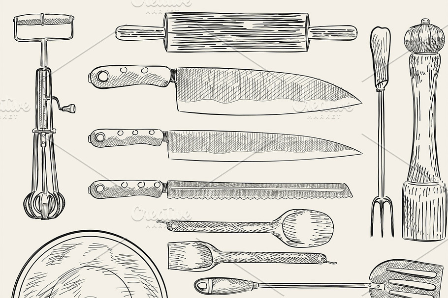 Illustration of kitchen utensils