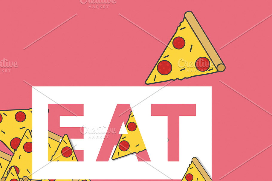 Pizza Junk Food Word Icon