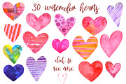Watercolor hearts. Valentine's set