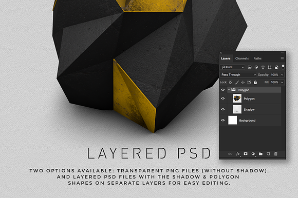 Black & Gold polygons in Objects - product preview 3