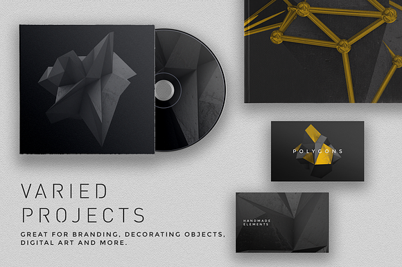 Black & Gold polygons in Objects - product preview 5