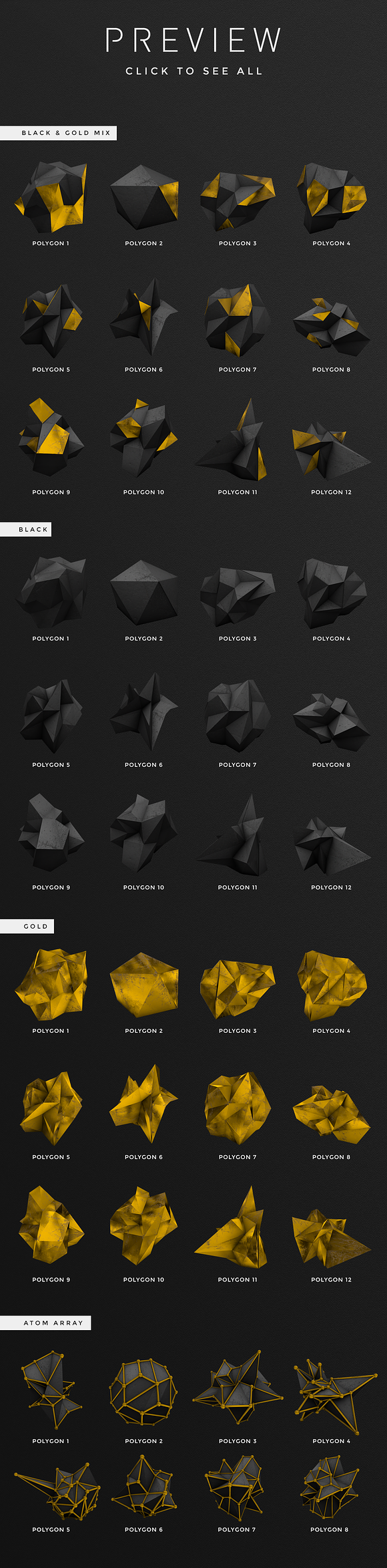 Black & Gold polygons in Objects - product preview 6