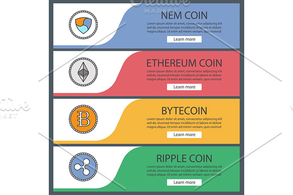 Cryptocurrency web banner templates set