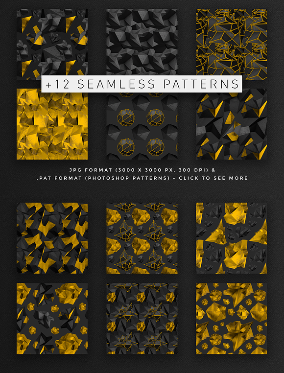 Black & Gold polygons in Objects - product preview 7