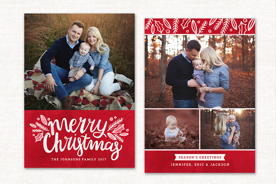 Christmas Card Template CC140 in Card Templates - product preview 8